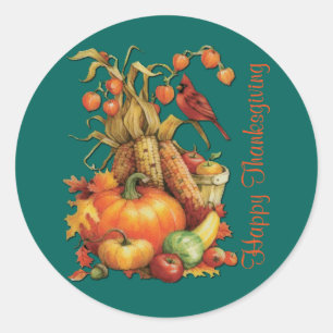 Stickers verts Bon thanksgiving de récolte d'autom