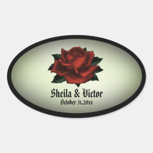 Stickers verts personnels de Mariage gothique Rose