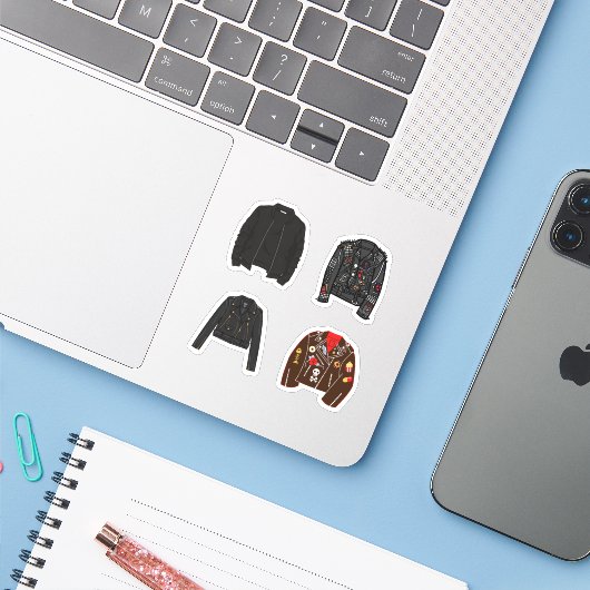 Stickers Veste en cuir (Ordinateur portable avec iPhone)