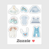 Stickers Vêtements Bébés Bleus (Feuille)