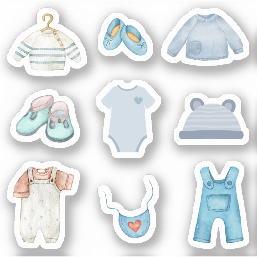 Stickers Vêtements Bébés Bleus (Devant)