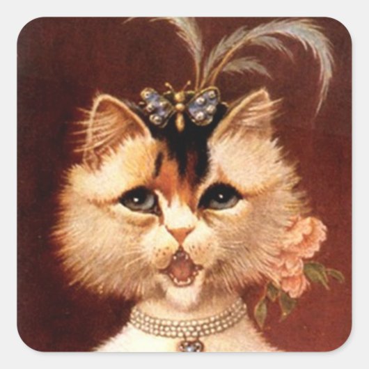 STICKERS Victorian chantant Parleur Chat Bijou Car (Devant)