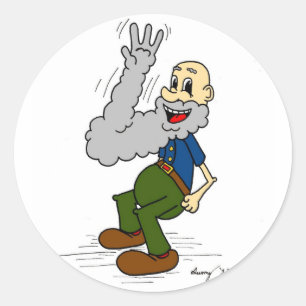 Stickers Vieux Homme à la barbe agitant - Ensemble