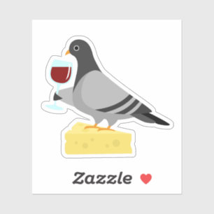 Stickers Vin Vinyle Pigeon Boire