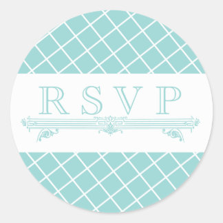 Stickers vintage Aqua Turquoise Wedding RSVP