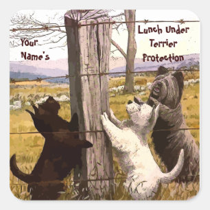 Stickers vintage de protection du déjeuner Terrier