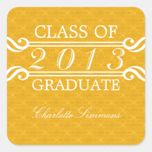 Stickers Vintage jaune Damask 2013 Graduation