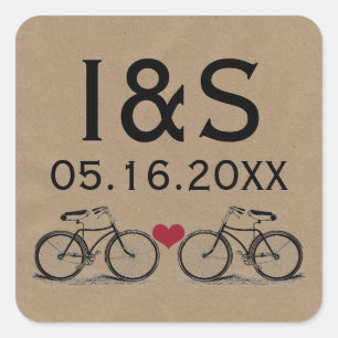 Stickers vintage Mariage à vélo Favoriser