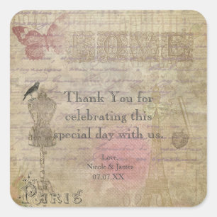 Stickers vintage Paris Chic Wedding Party Favorise