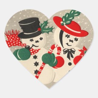 Stickers vintage Snowman Couple