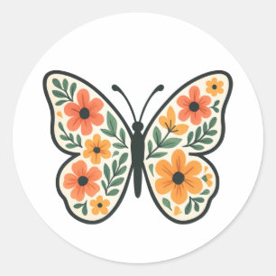 Stickers Vintages floraux papillon