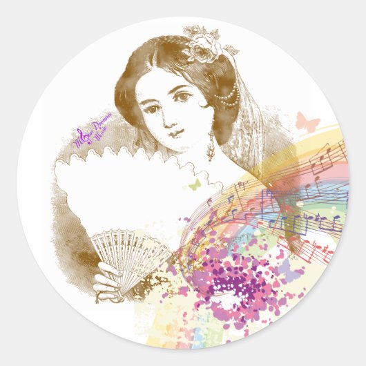 Stickers vintages Lady Classic Round Fan (Devant)