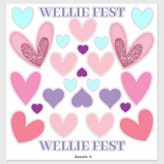 Stickers Vinyl Coupe - Wellie Coeurs Fest (Feuille)