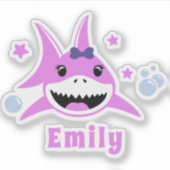 Stickers Vinyl Cute Rose Nom Personnalisé Requin C (Devant)