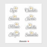 Stickers Vinyl Decal Personnalisé Noms De Sirène<br><div class="desc">Élégant et unique script bridesmaid's noms personnalisés avec un coeur d'or brillant autocollants vinyle décal. Ils peuvent être utilisés pour les serveuses mariages privilégier les cadeaux, l'artisanat, la papeterie, scrapbooking et plus encore. Si vous devez vous déplacer ou retirer le coeur doré, cliquez sur personnaliser puis cliquez sur le lien...</div>