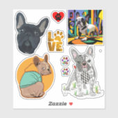 Stickers Vinyl Empreinte de patte de Bulldog Franç (Feuille)