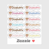 Stickers Vinyl Nom de cupcake Whimsical - Ensemble (Feuille)