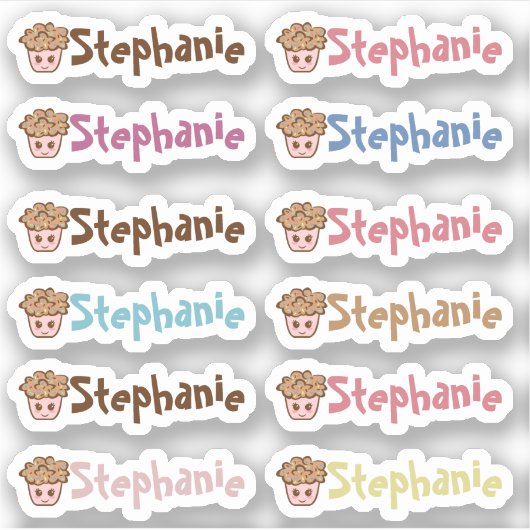 Stickers Vinyl Nom de cupcake Whimsical - Ensemble (Devant)