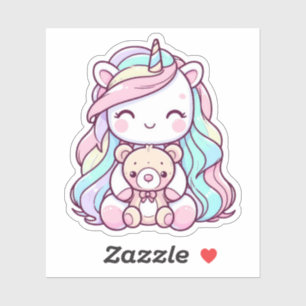 Stickers Vinyl Teddy Bear Unicorn Cute Coupé
