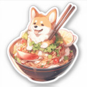 Stickers Vinyle Coupé Sur Mesure Corgi Ramen (Devant)