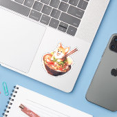 Stickers Vinyle Coupé Sur Mesure Corgi Ramen (Ordinateur portable avec iPhone)