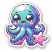 Stickers Vinyle Coupé Sur Mesure Kawaii Octopus (Devant)
