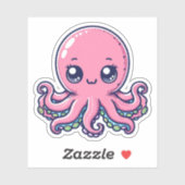 Stickers Vinyle Coupé Sur Mesure Pink Octopus (Feuille)