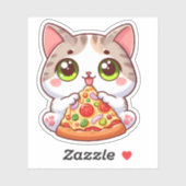 Stickers Vinyle Coupé Sur Mesure Pizza Mange Chat  (Feuille)