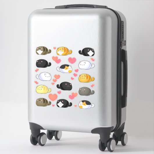 Stickers vinyle d'assemblage de chats Kawaii (Sur valise)