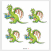 stickers vinyle Dragon vert (4 à une feuille) (Feuille)