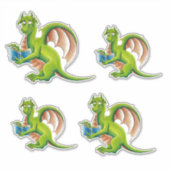 stickers vinyle Dragon vert (4 à une feuille) (Devant)