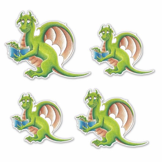 stickers vinyle Dragon vert (4 à une feuille) (Devant)