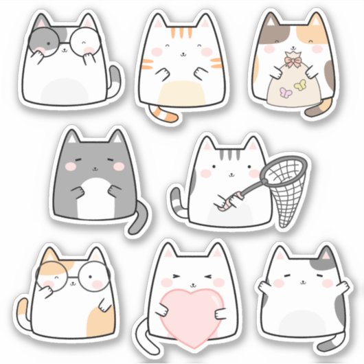 Stickers vinyle Kawaii Cute Kitty Cat (Devant)