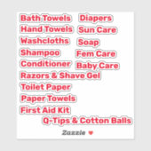 Stickers Vinyle Organisateur De Bain De Famille (Feuille)