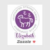 Stickers violet Aries Ram Zodiac Star (Feuille)