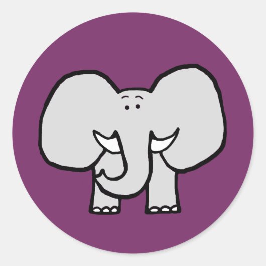 Stickers violet éléphant aux yeux grands (Devant)