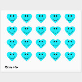 Stickers Visage Coeur Bleu Clair (Feuille)