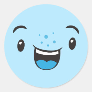 Stickers Visage Kawaii souriant bleu