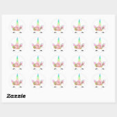 Stickers Visage Unicorne Arc-en-ciel (Feuille)