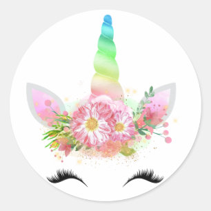 Stickers Visage Unicorne Arc-en-ciel