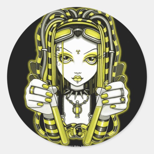 Stickers "Vivian" citron Cyber Goth Fairy Art (Devant)