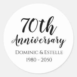 Stickers voor 70ste verjaardag ronde envelop favor