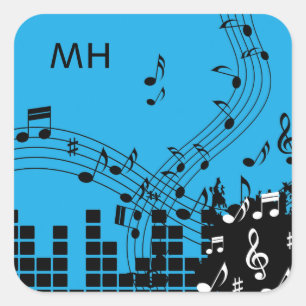 Stickers voor aangepaste monogram muziekillustrati