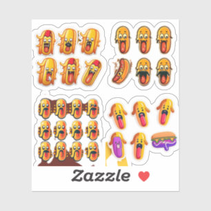 Stickers voor een cartoon hotdog groep