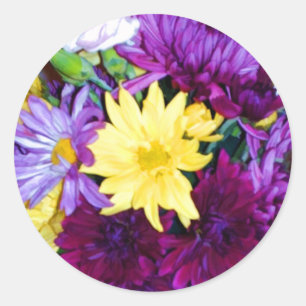 Stickers voor Paars en geel Floral