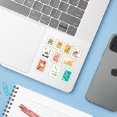 Stickers voor postzegels (Laptop met iPhone)