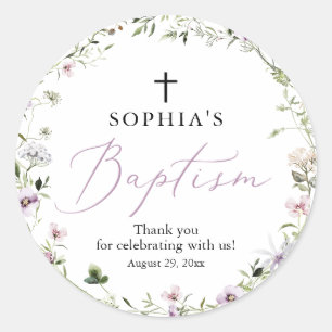 Stickers voor Wildflower Girl Baptism Favor Tag