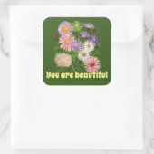 Stickers vous belles fleurs rose vert (Sac)