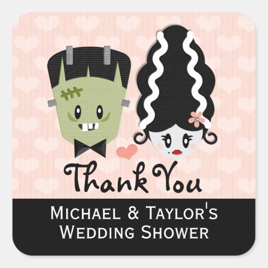 Stickers Wedding shower Frankenstein Couples (Devant)