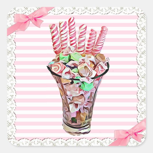 Stickers Whimsical Bow Rose Buffet Candy (Devant)